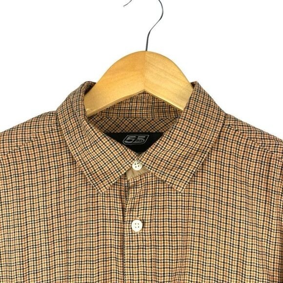 55DSL Diesel Mens Mustard Plaid Button Up Long Sleeve Shirt US L - Picture 3 of 8